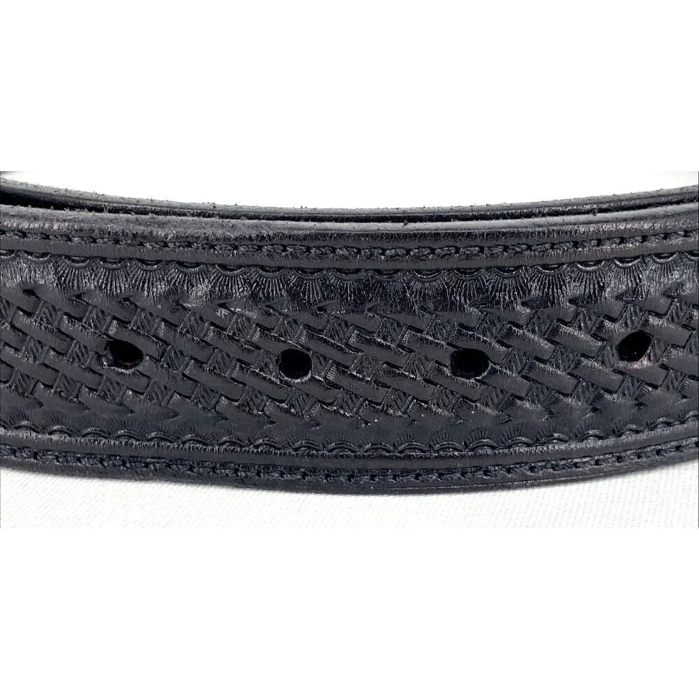 Men's Belt Sz 40 Brown Leather Embossed Gold Tone Hardware USA